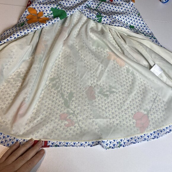 Modcloth Womens Dress Leave Delight On Floral Party Wrap Lined 80s Style Sz L - Picture 9 of 13